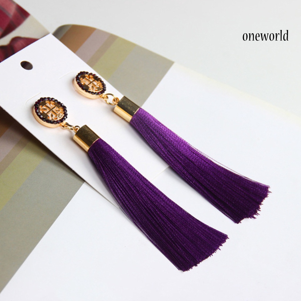 OW@ 1 Pair Women Earrings Anti-rust Eye-catching Durable Bohemia Tassels Earrings for Prom