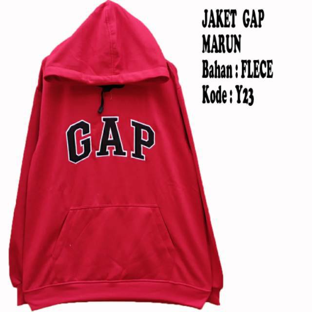 Jaket hoodie Gap merah maron bordir premium Y23