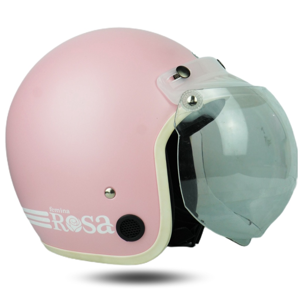 Helm Bogo Dewasa Polos Wanita Motor Sni Ori FEMINA ROSA Pastel Cembung cantik