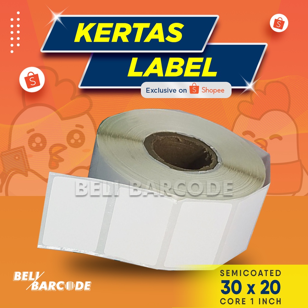 Kertas Label Barcode Semicoated 30 x 20mm Isi 2500 Pcs