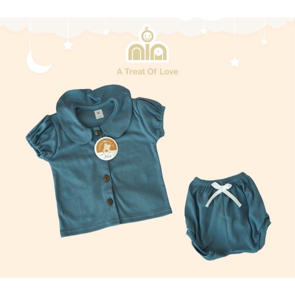 Setelan Baju Bayi 3-6 Bulan Motif Polos Setelan Nia Bee Girl