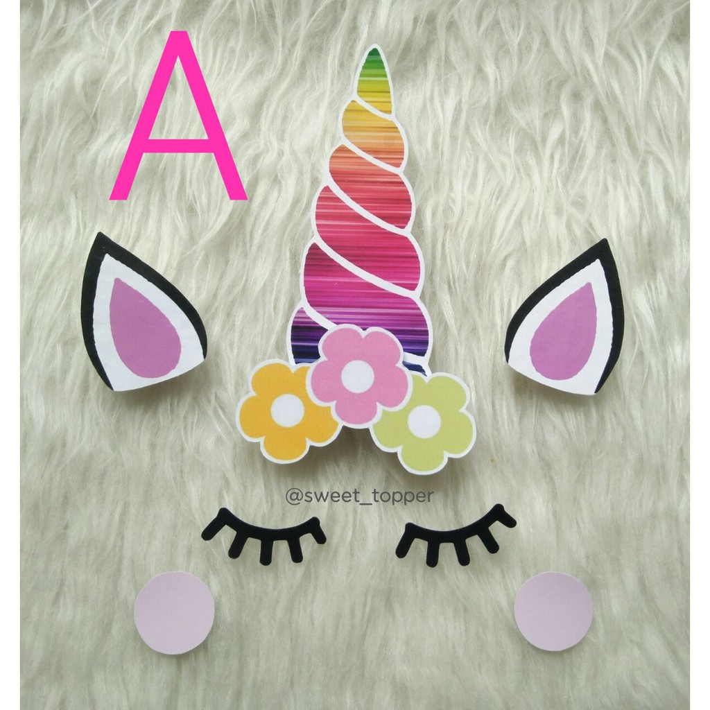 Topper Unicorn 2D Full Set Utk Hiasan Cake Dll Shopee Indonesia