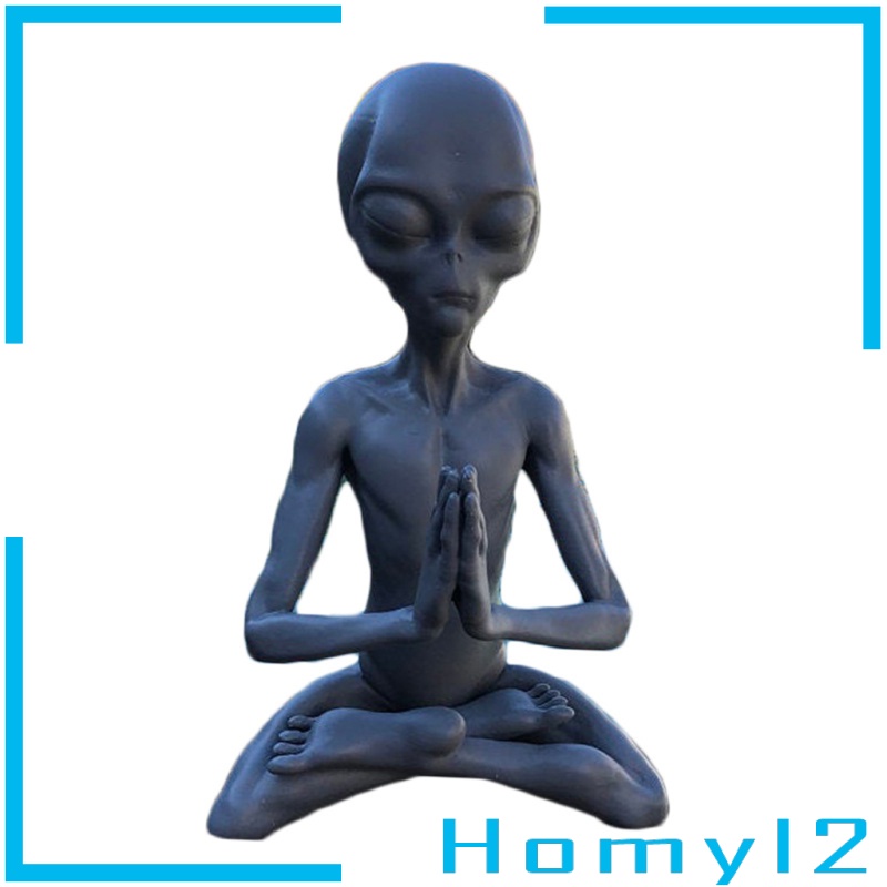 [HOMYL2] Alien Figurine Desktop Meditation Statue Home UFO ET 15x9cm Sculpture Crafts