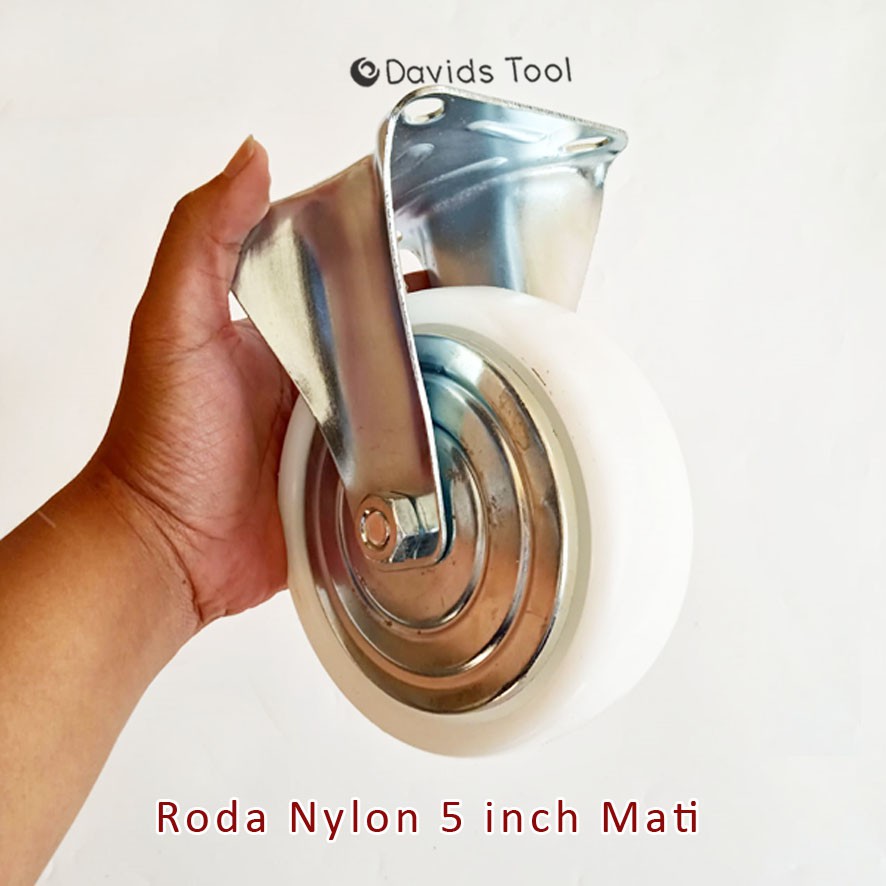 Roda Troli Gerobak Etalase Ban Lemari Meja Nylon Putih 5 Inch Mati