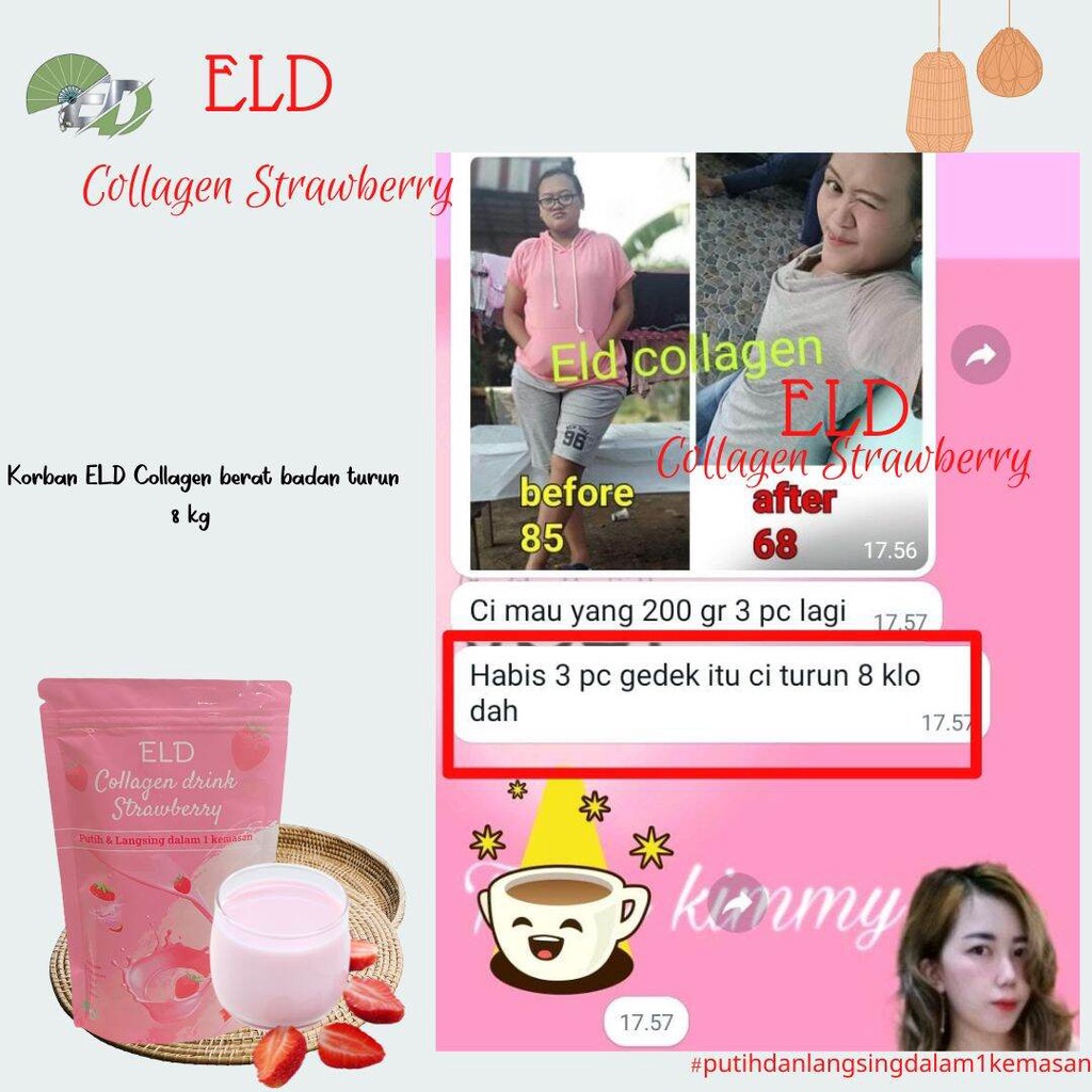 ELD Collagen Drink Original Kemasan 125 Gram Minuman Pemutih dan Pelangsing Badan dalam 1 Kemasan