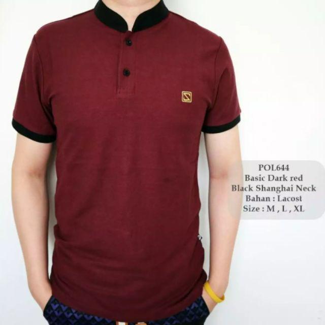 Tasigi Kaos Polo Shirt Pria Kerah Sanghai Maroon / Kaos Kerah Pria / Baju Polo Pria All Varian Warna-MAROON