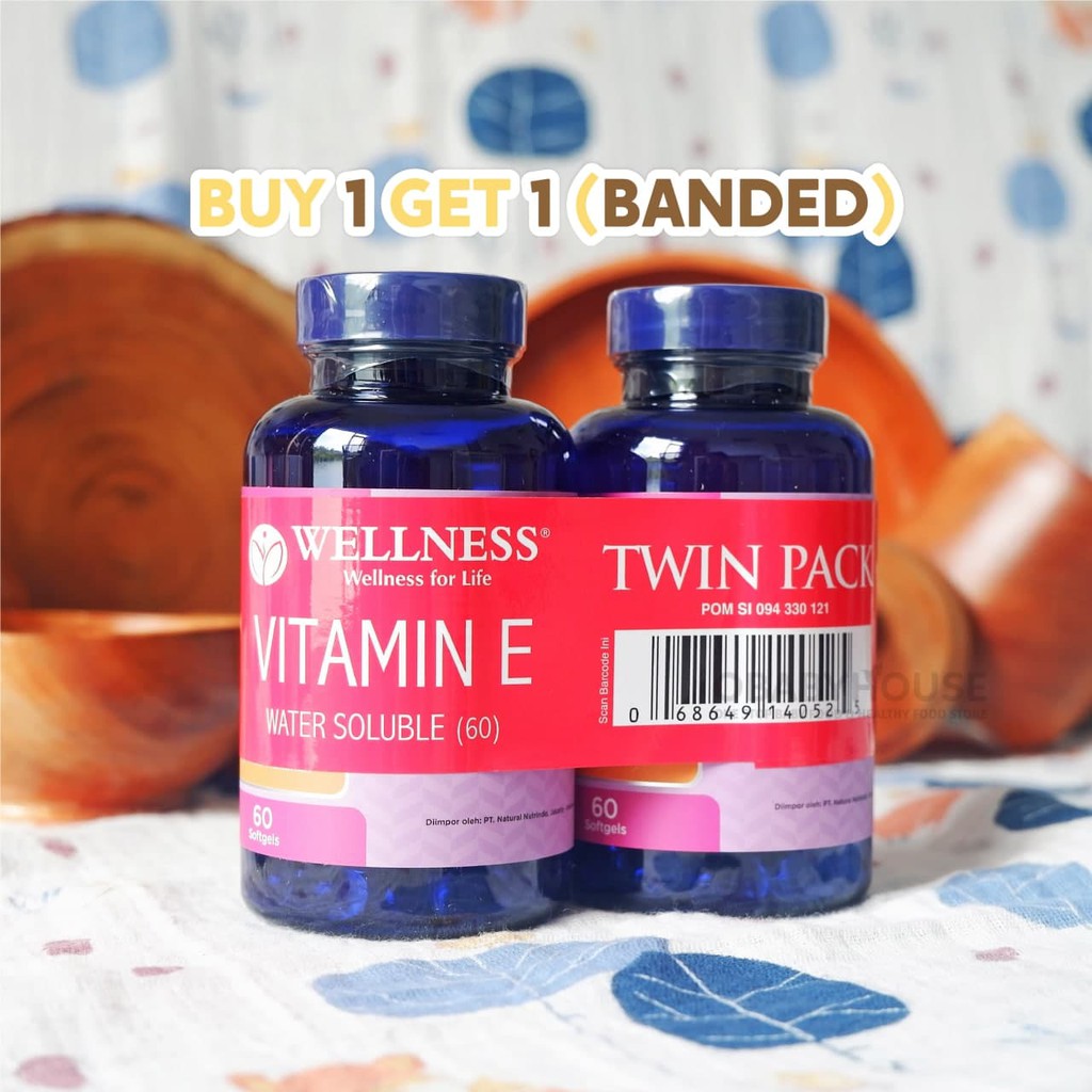 Wellness Natural Vitamin E 400 IU Water Soluble 60 Softgels - Banded (Exp Februari 2025) CLEARANCE SALE