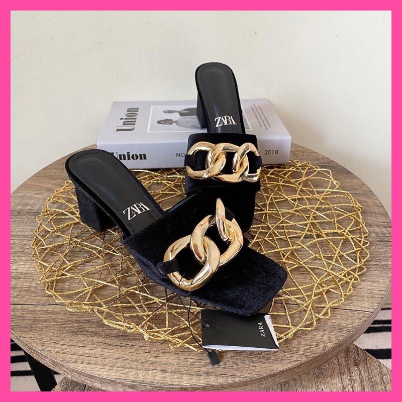 ZARA - 387 CHAIN (BLACK HEELS) WANITA