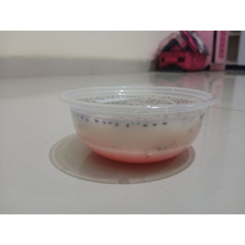

puding strawberry kelapa
