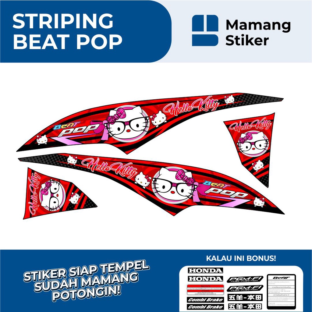 STRIPING HONDA BEAT POP FULL BODY VARIASI 10 HELLO KITTY/STIKER BEAT POP FI ORIGINAL/STICKER BEAT PO
