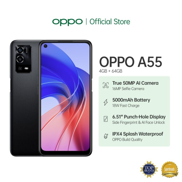 OPPO A55 4/64 Ram 4GB Internal 64GB Original Garansi Resmi