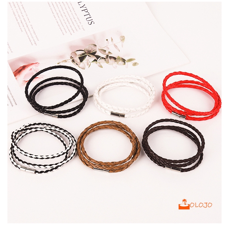 OLOJO  Gelang Korea Multi-layer Jalinan Twist Bracelet Tali Kulit Gelang