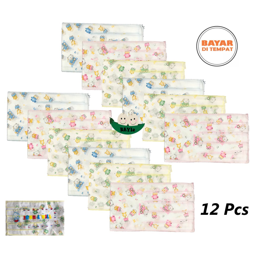 BAYIe - 12 PCS (1 lusin) Gurita Bayi Tali PREMIUM 100% Katun motif lucu JENN&amp;WILL