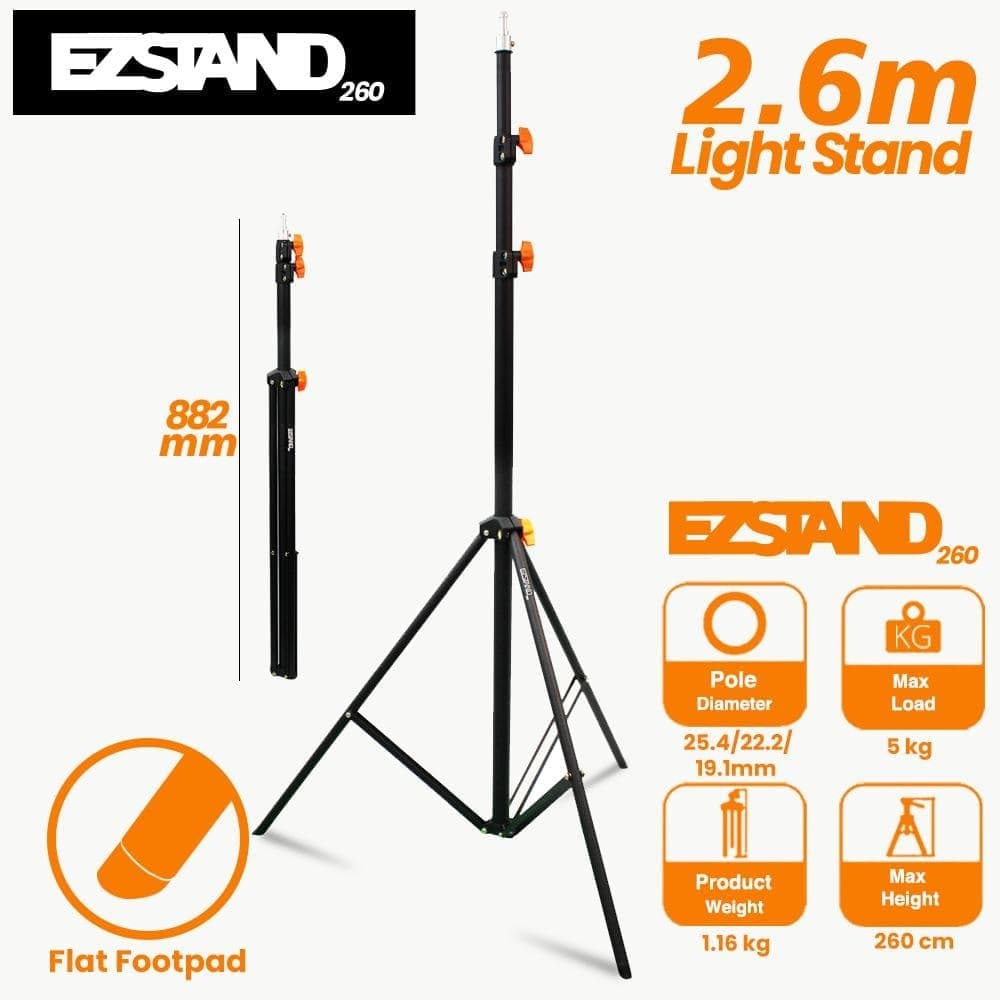 Jual EZ Stand Light Stand Studio 260 CM High Quality Free Bag