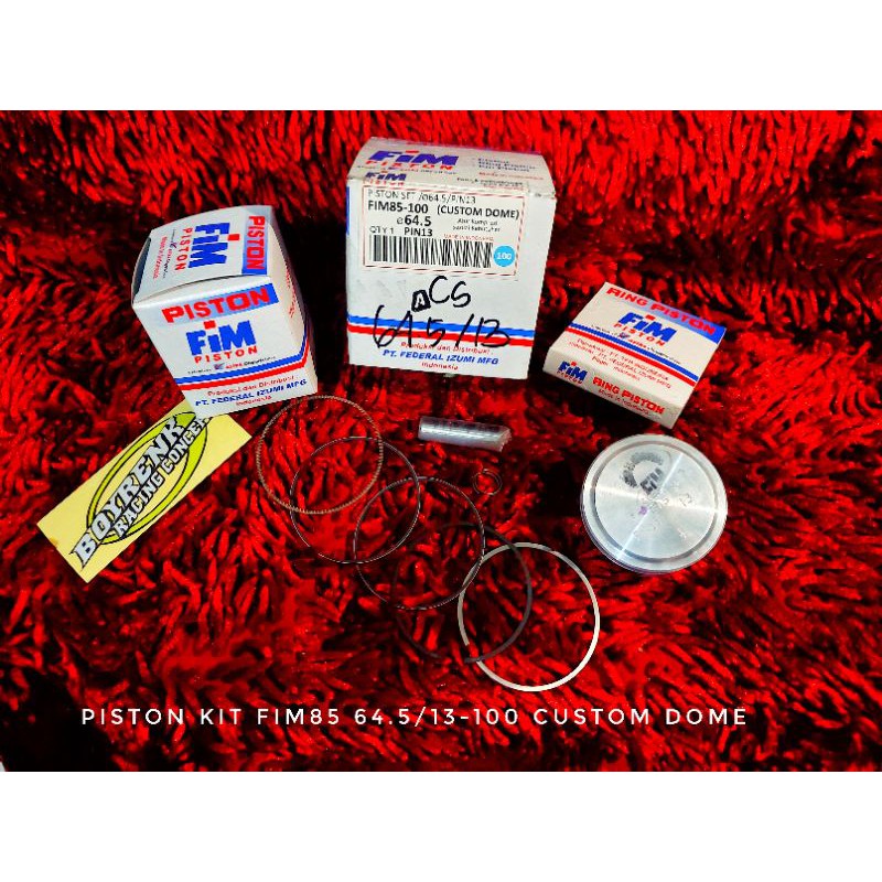 PISTON KIT FIM85 DIAMETER 64.5 PIN 13 CUSTOM DOME - BOYRENK RACING CONCEPT