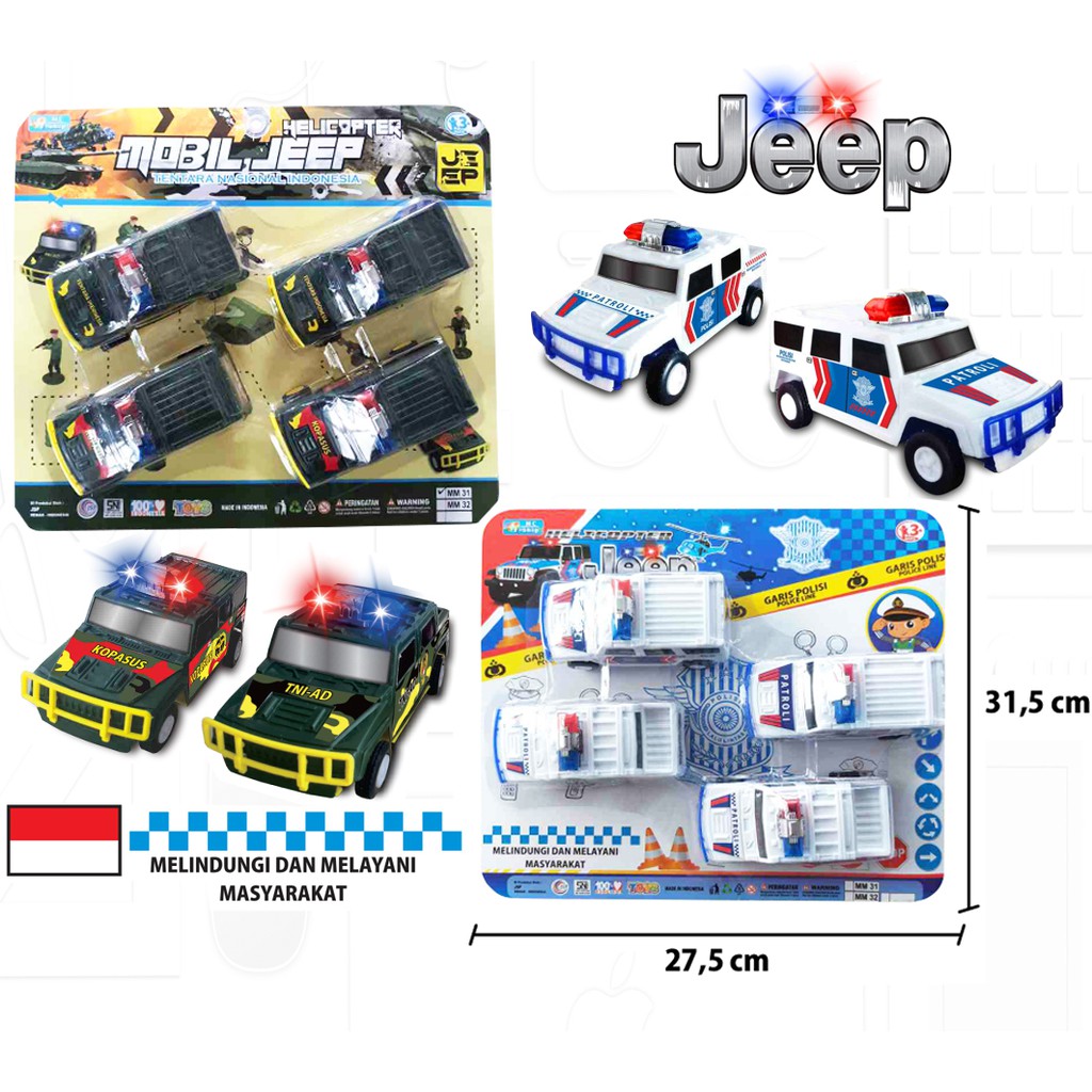 Mainan Mobil mobilan Set Police dan TNI isi 4 pcs -MM31