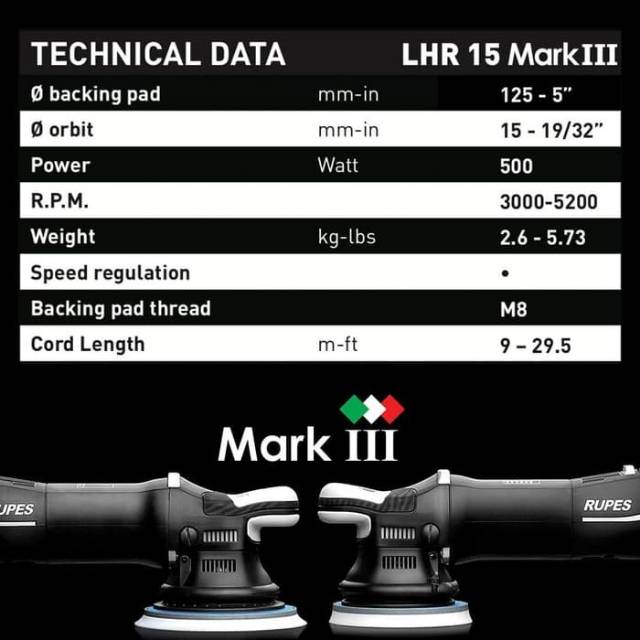 RUPES LHR 15 MARK III UNIT ONLY LHR15 Mesin Poles Dual Action Long Stroke Garansi Resmi MURAH