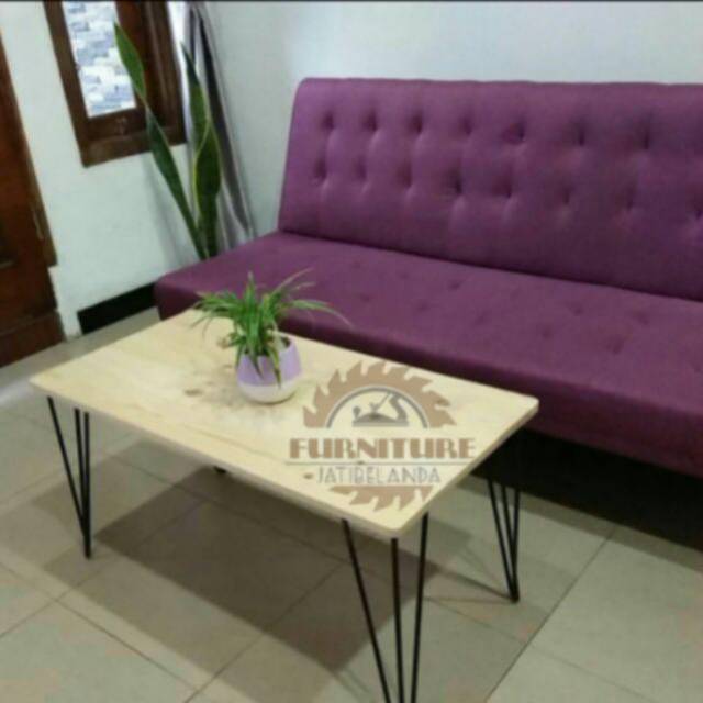 Meja tamu minimalis coffe table meja kayu  kaki hairpin 