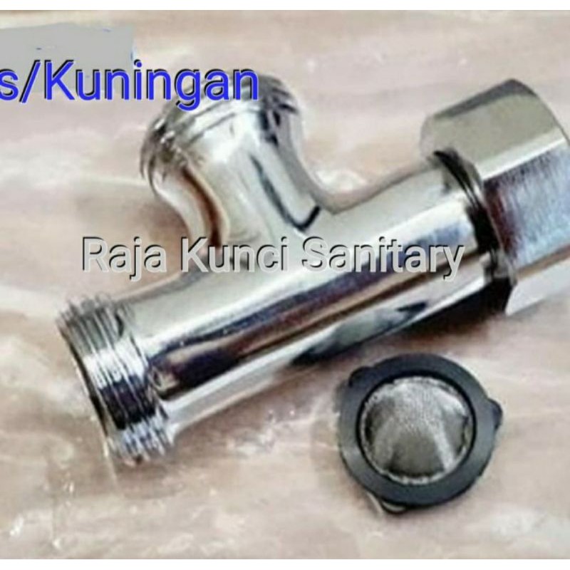 Sok Tee Closet Kuningan 1/2&quot;inch/Tee Shower/Tee Cabang Drat Luar 1/2&quot;inch/