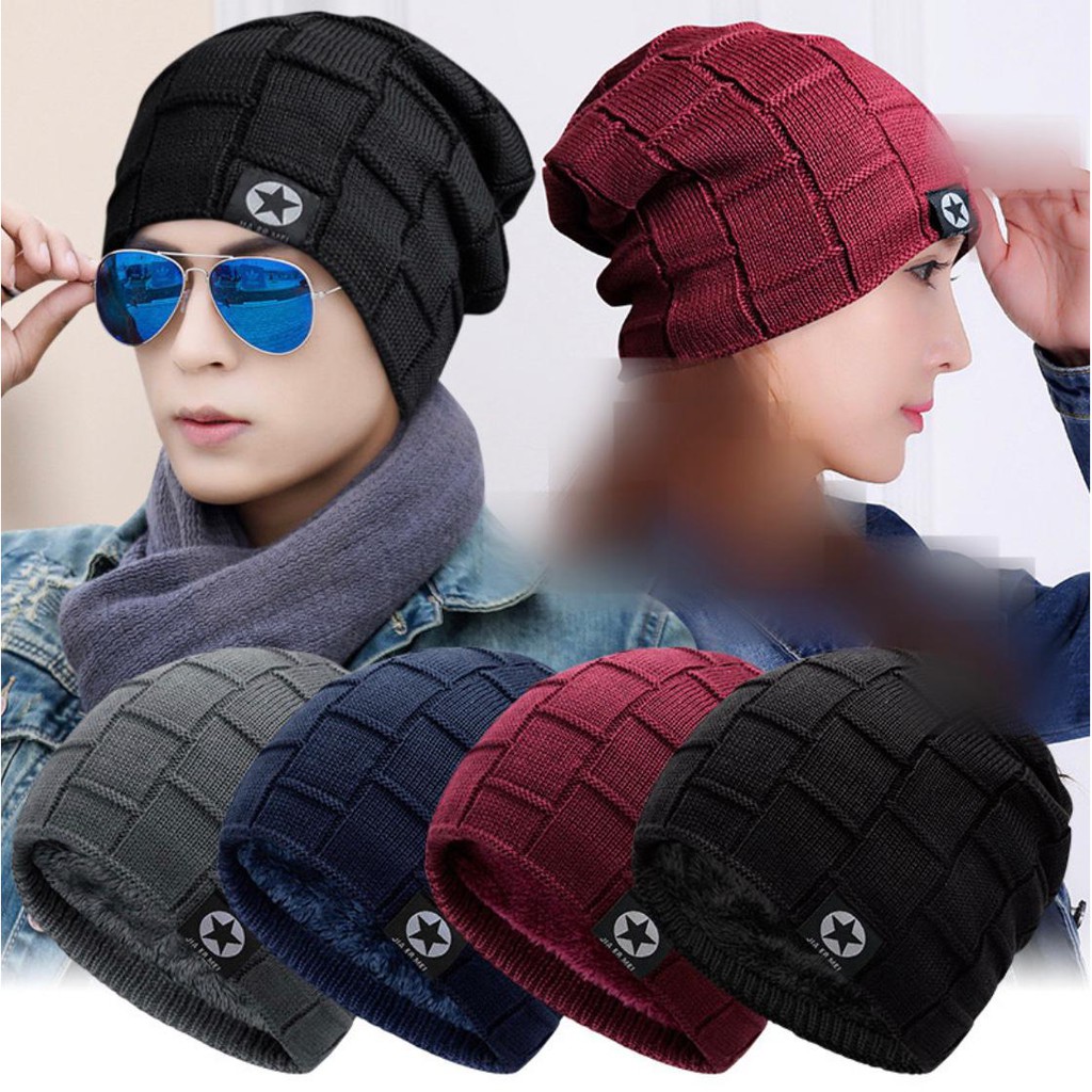 Topi Kupluk Tebal Lapis Bulu Beanie Hat Import