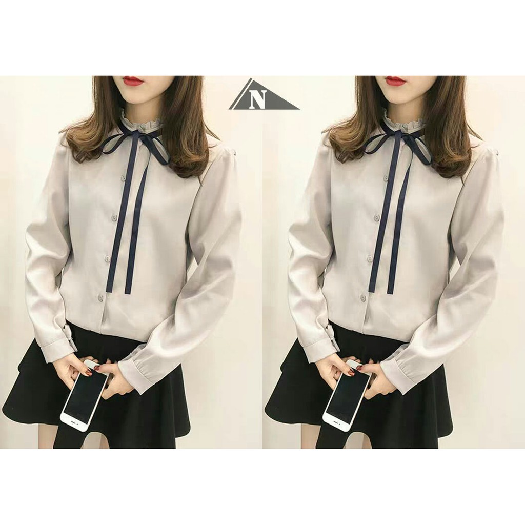 Baju Kemeja Wanita Pita Kupu kupu 430 Style Korean