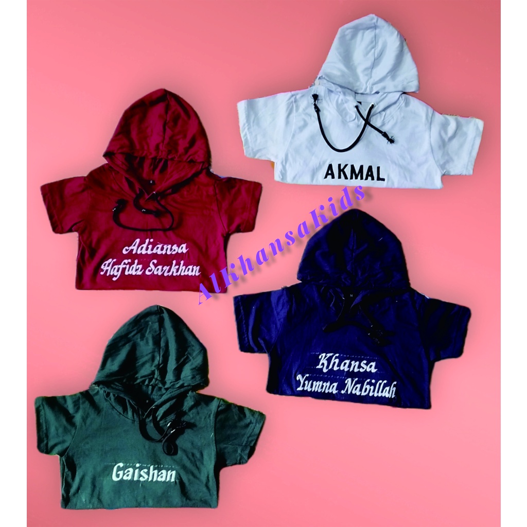 Kaos Kupluk Hoodie Anak Cowo/ Cewe Gratis Bordir Nama Suka Suka