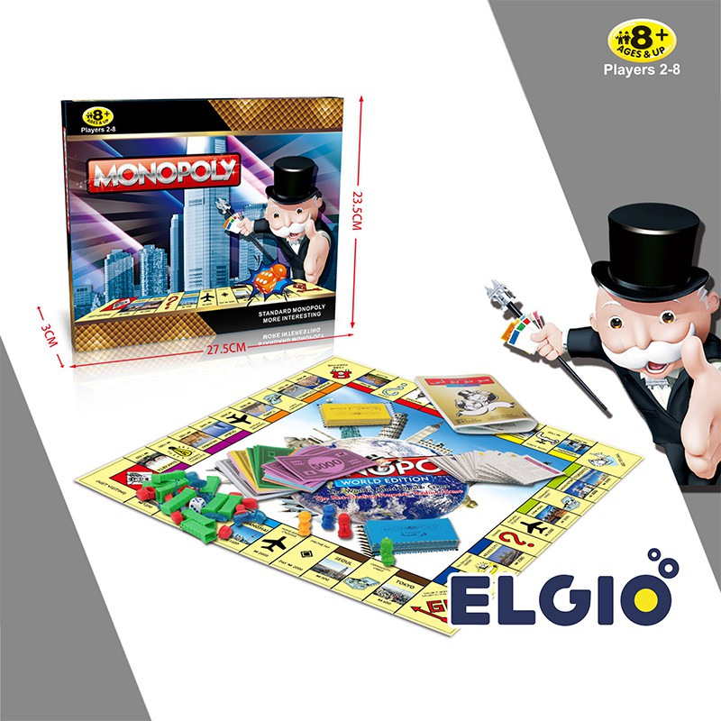ELGIO - Monopoly Klasik 2 in 1 Ular Tangga Monopoli Permainan Papan