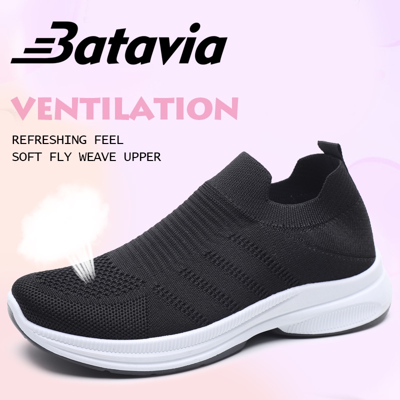 Batavia 2023 Sepatu olahraga impor premium perempuan terbaru rajut adem antislip antiaus sepatu lari anak perempuan  Batavia Shoes Fashion  Sport  Original Pink Hitam Abu  kanvas  sekolah korea  A106