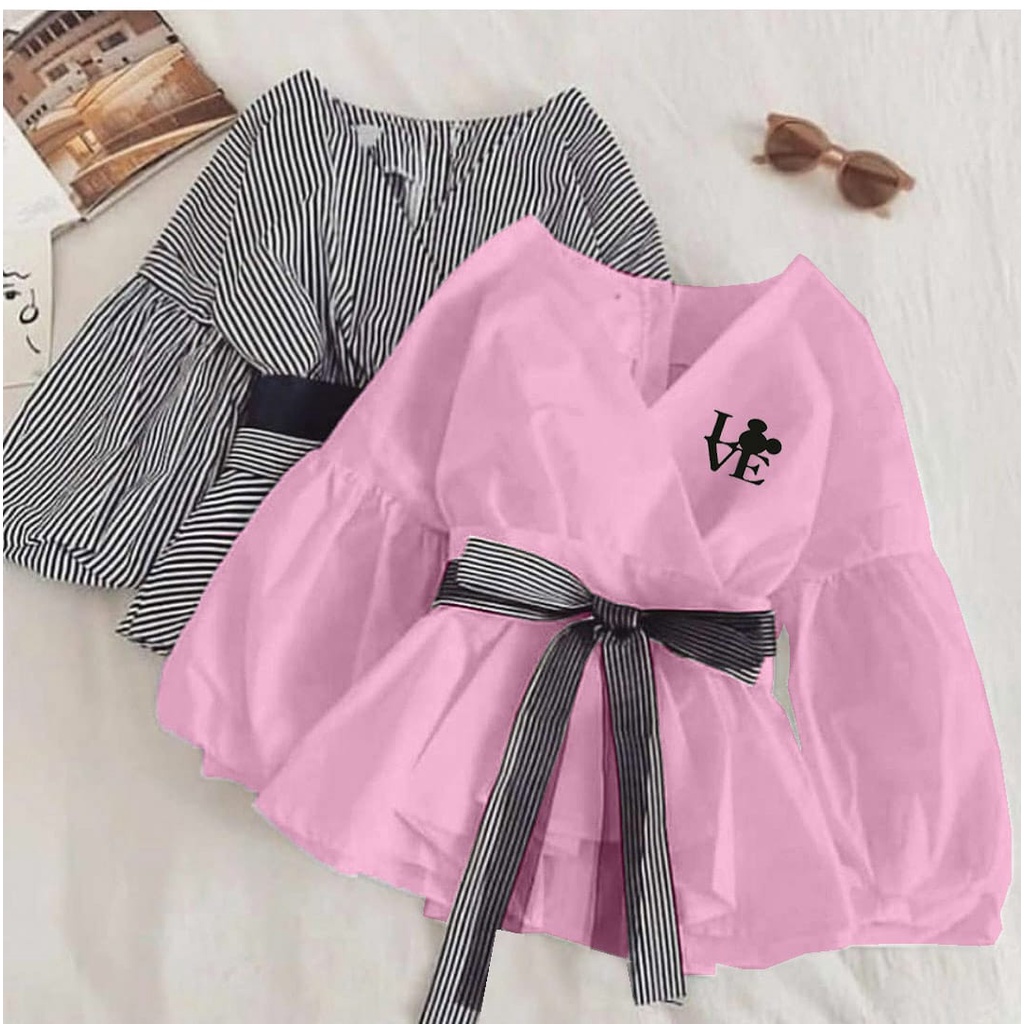 FWG - BLOUSE DAIMA / BLOUSE SALUR / BLOUSE KOREA / ATASAN TERBARU  / ATASAN WANITA-DUSTY POLOS LOVE