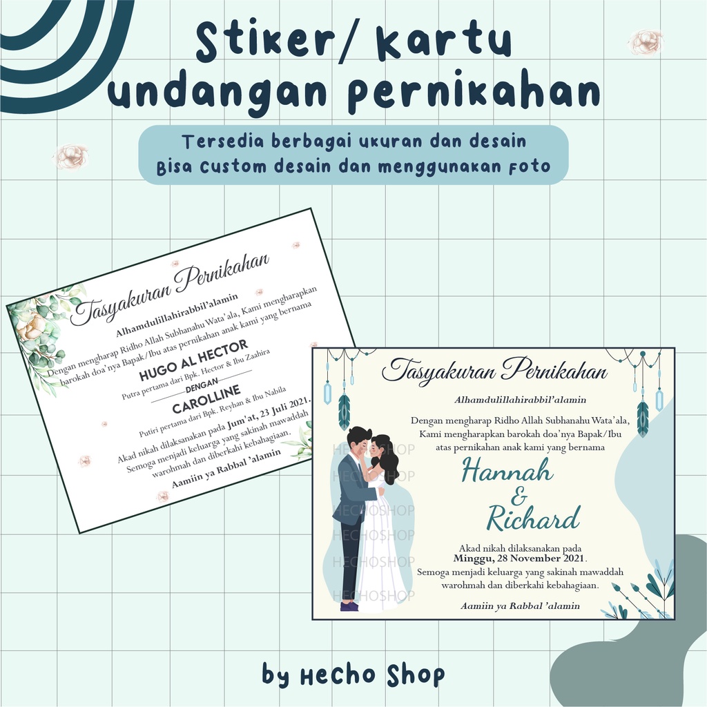 

Stiker / Kartu Syukuran Pernikahan (Berbagai Ukuran)