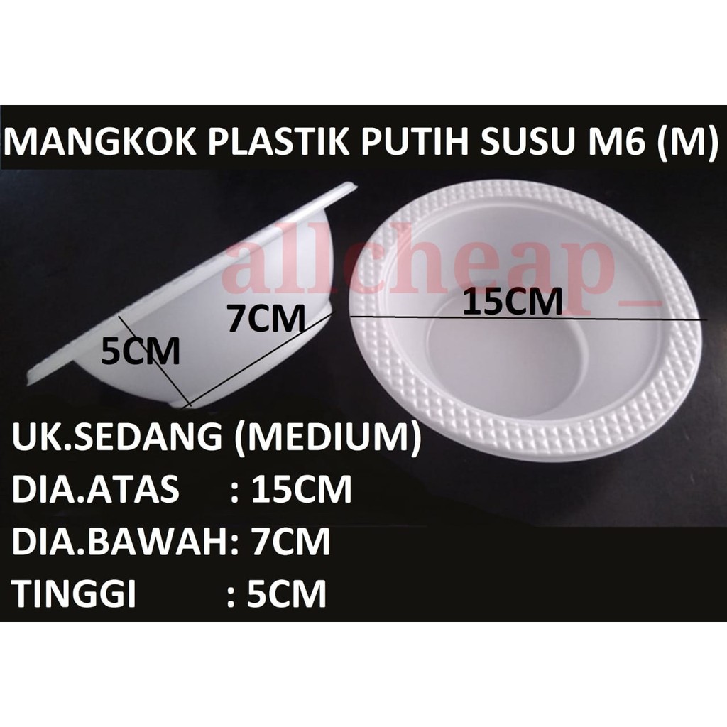 ISI 50PCS Mangkok Plastik Putih Susu Cup Wadah Kuah Baso M6 ukuran TANGGUNG