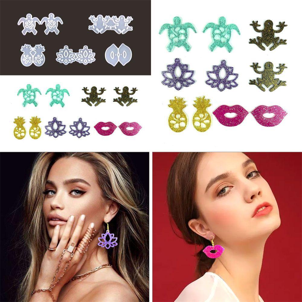 Solighter Anting Kristal Resin Bibir Nanas Gantungan Kunci Liontin Cetakan Silikon