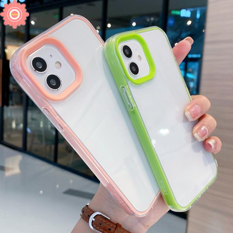 Casing Realme C25s C15 C12 C31 8 8PRO C35 C33 C30 C21Y C25Y 5 5i 5S 6i C3 C21 C25 C20 C20A C11 2021 Simple Macaron Transparan Full Protect Military-Grade Shockproof Soft Cover