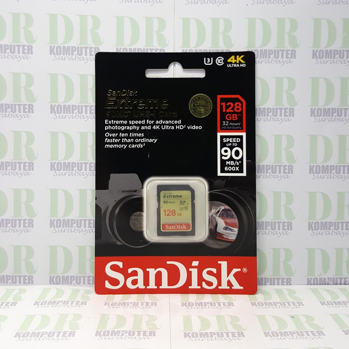 Sandisk SDHC EXTREME UHS 1 U3 4K   128GB  SDSDXNE 128G  / DR