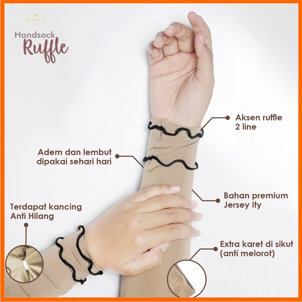 Handsock Manset Tangan Ruffle Bahan Jersey Premium By Maera Indoneis