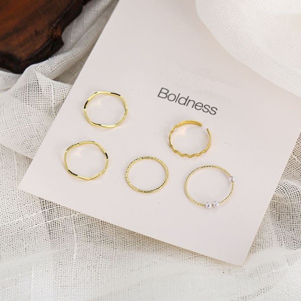 cincin set 5 pcs creative wind pearl set rings jci069 (2J2)