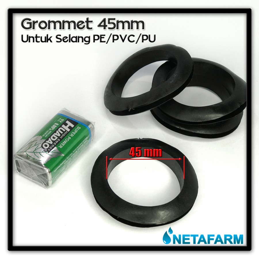 Grommet 45 mm hitam Untuk Selang PE, PU, PVC ( Satuan )