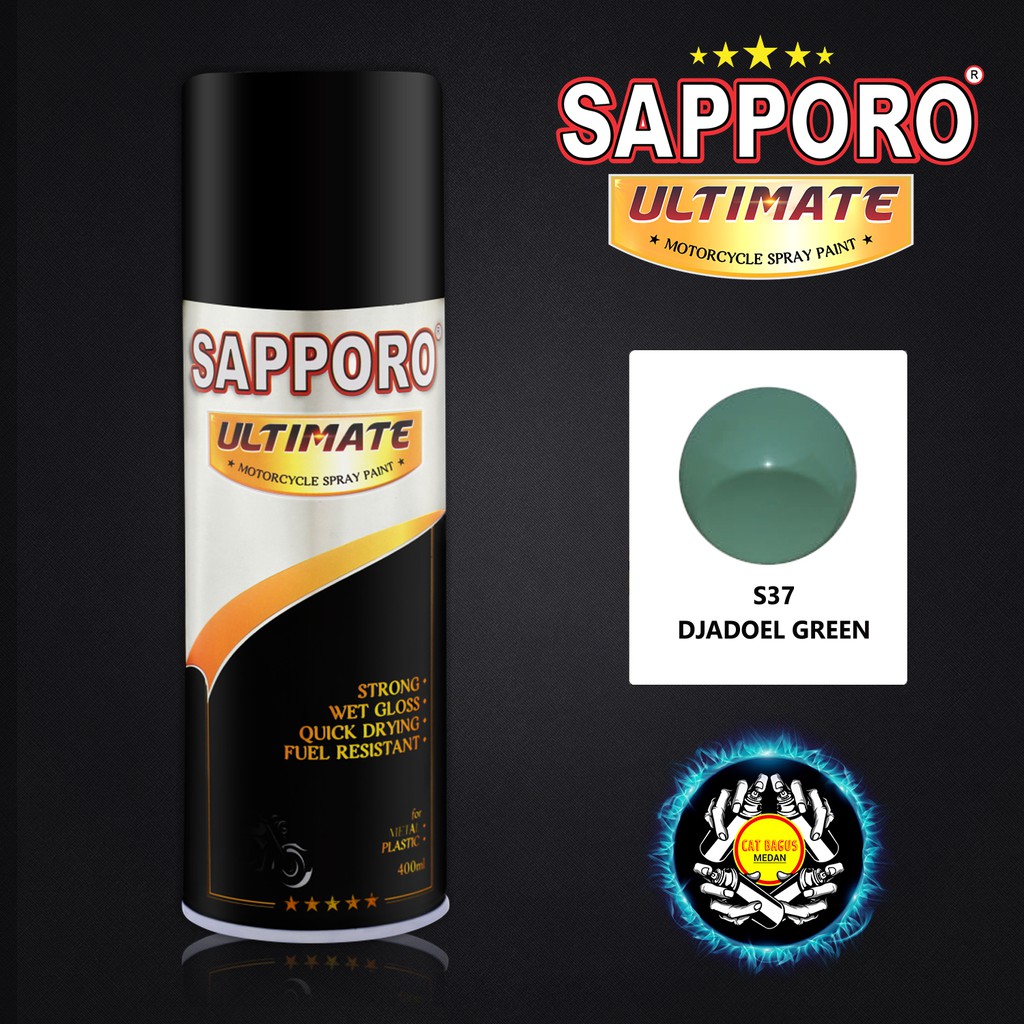 SAPPORO ULTIMATE S37 DJADOEL GREEN CAT SEMPROT 400 ML CAT MOTOR AEROSOL PYLOX HIJAU TUA ARMY JADUL G