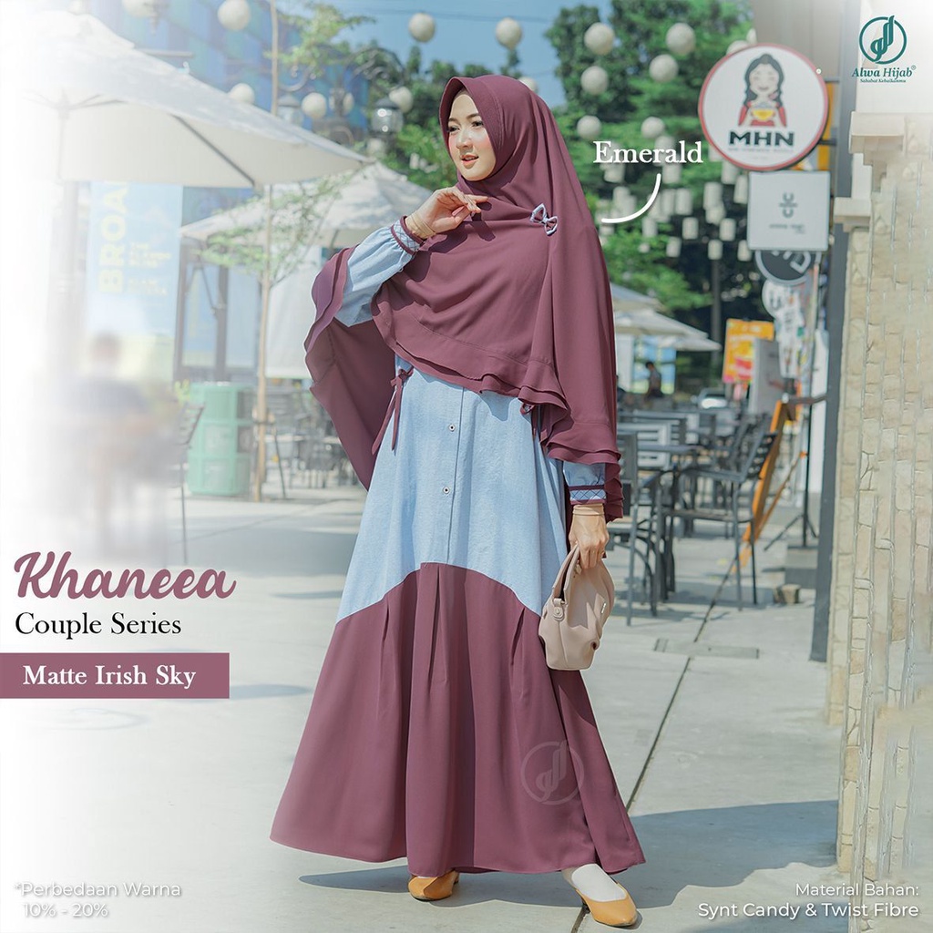 Gamis Set Khimar Khaneea By Alwa Hijab Terbaru  |  Baju Couple Keenan Khaneea Series | Gamis Remaja 