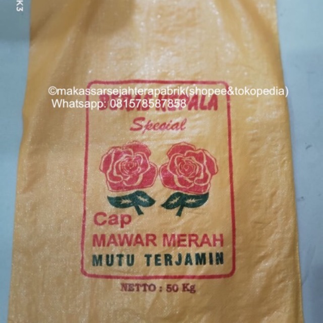 

50 lbr Karung beras Cap Mawar merah Grade A+ 50 KG