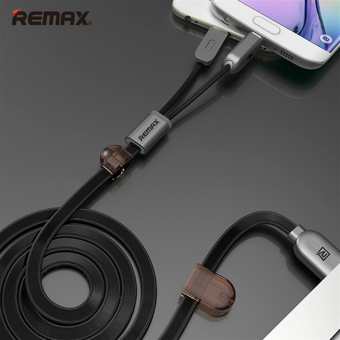 Kabel Remax Binary / Gemini Same Time 2in1 Magnet Lightning &amp; Micro USB 100% ORI