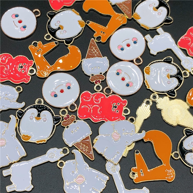 4pcs Liontin Bentuk Hewan Rubah Penguin Gajah Bahan Alloy Untuk Membuat Perhiasan Anting