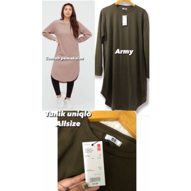 Tunik Premium Kaos Waffle / Simple Tunik / Basic Tunic / Uniqlo / Ukuran JUMBO