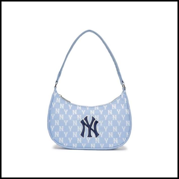 Mlb Ny Yankees Monogram New Hobo Bag Light Blue 100% Authentic