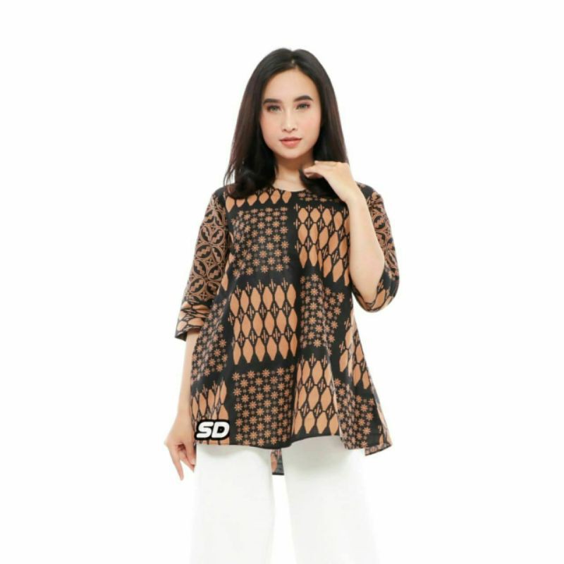 tey-17 Batik wanita ASJ SA HRB026 Kenongo Kemeja Tosca Pendek-12