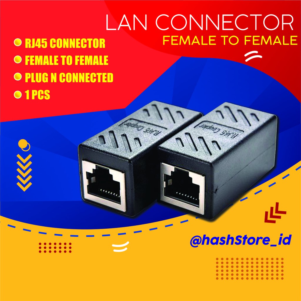 RJ45 CONNECTOR LAN FEMALE TO FEMALE SAMBUNGAN UNTUK KABEL RJ45 CONNECTOR RJ45 FEMALE 1 TO 2