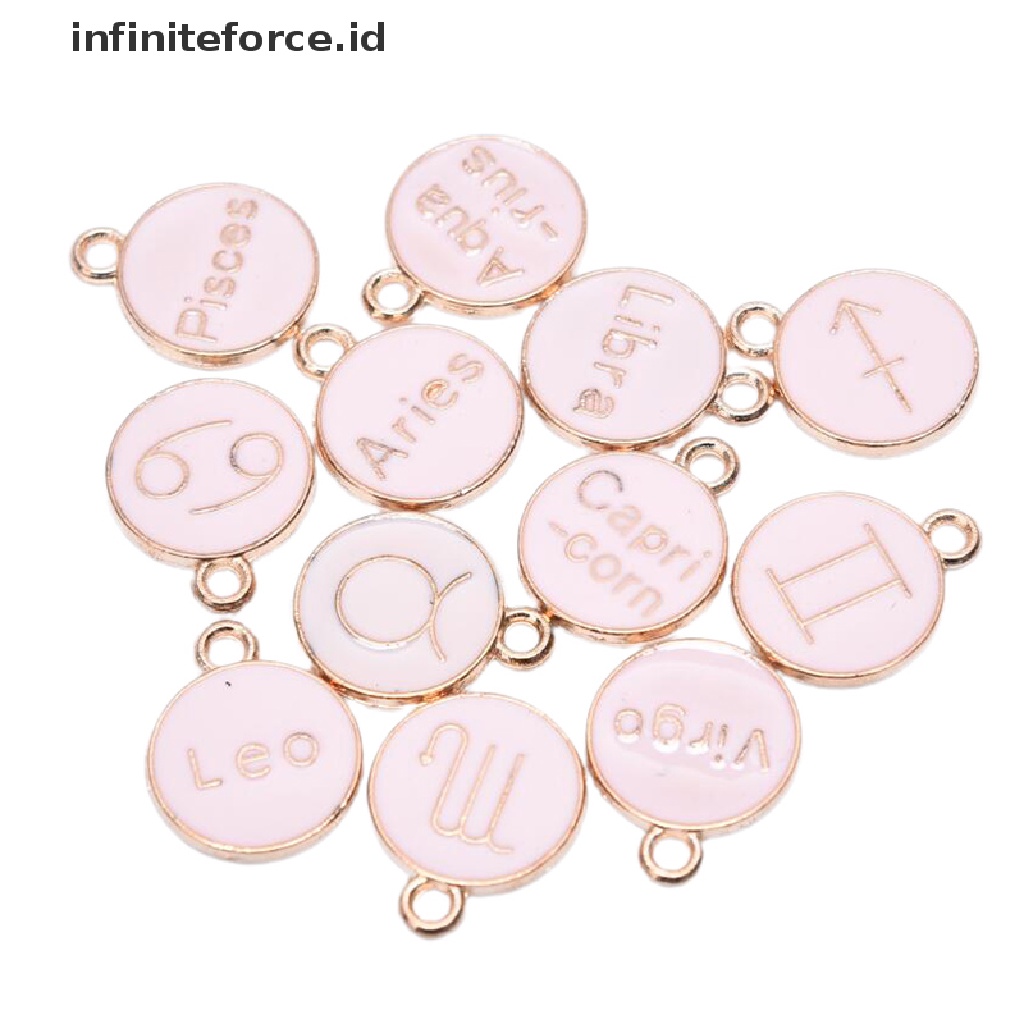 (Infiniteforce.Id) 12pcs / Set Liontin Enamel Motif Zodiak Untuk Perhiasan Wanita