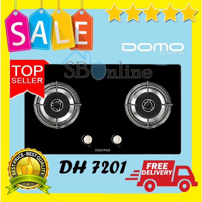 Paket Kompor Gas Tanam 2 Tungku DOMO DH 7201 Dan Cooker Hood DC 3701 L Garansi Resmi