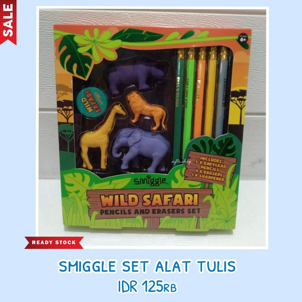 

SMIGGLE WILD SAFARI PENCILS AND ERASERS SET - ALAT TULIS SMIGGLE