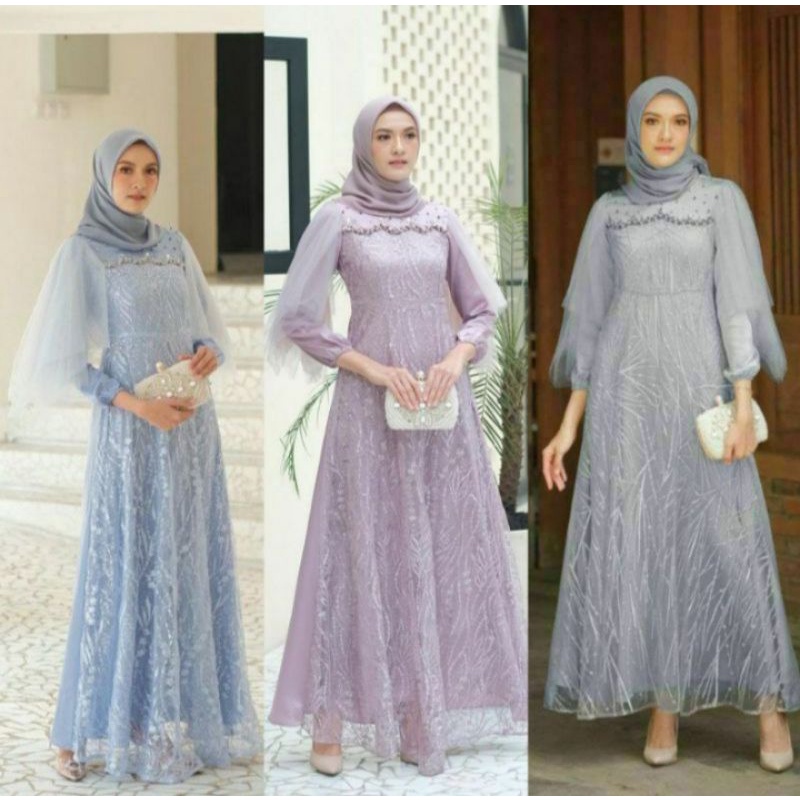 LUNA DRESS - Baju Dress Gamis Kondangan Terbaru Gamis Pesta Mewah 2022